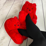 Teddy Snuggle Slippers, Red Example